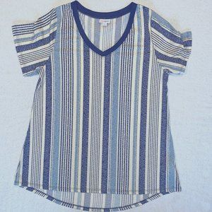 Lularoe V-neck striped short-sleeve shirt L.